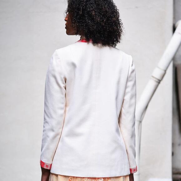 1960s Gregory Pal Couture Wool Cream Blazer w/Silk Lining, Weighted Hem Size 4/6 - Picture 4 of 5